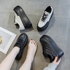 Baskets compensées en cuir véritable pour femmes