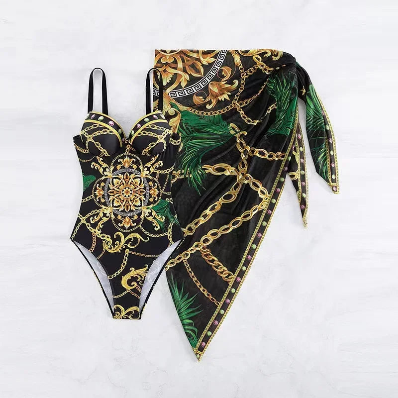 Maillot de bain deux pièces Push Up imprimé fleuri femmes