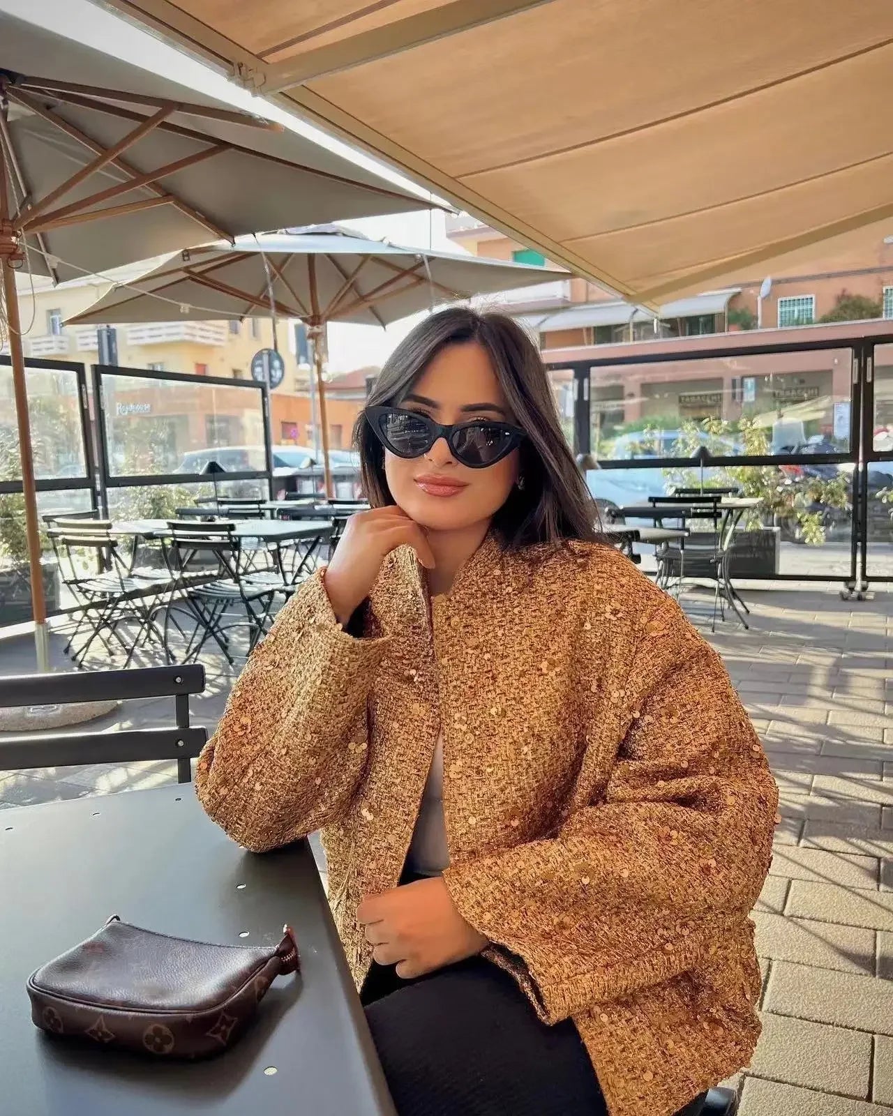 Blouson bombardier à paillettes pour femmes