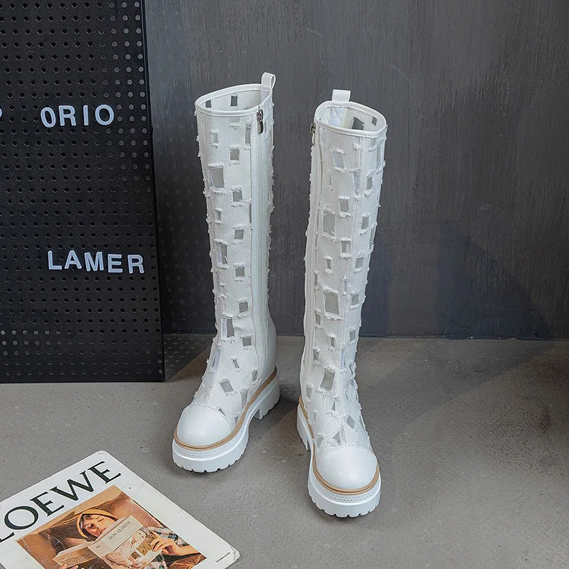 Bottes hautes à plateforme pour femmes