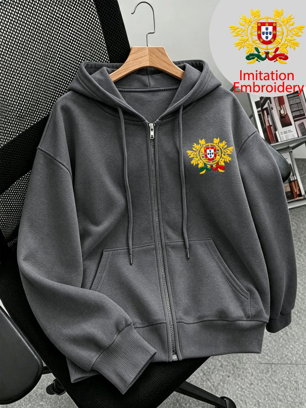 Sweat à capuche zippé Basics Portugal Prints pour femmes