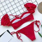 Maillot de bain deux pièces à volants pour femmes