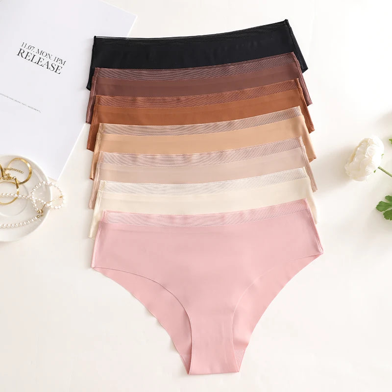 Culotte sans couture découpée au laser en soie glacée pour femmes