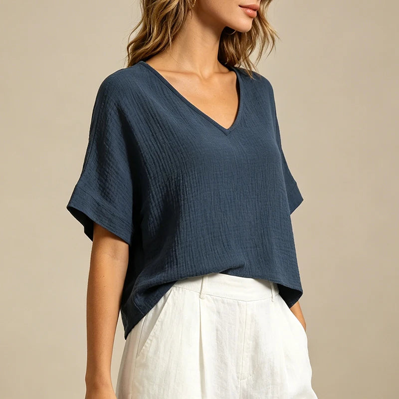 T-Shirt Chic Femme – Mousseline de Coton