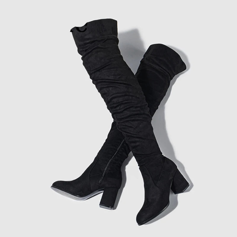 Bottes à glissière floquées pour femmes