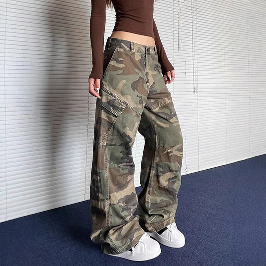 Pantalon Cargo Femme – Camouflage Rétro
