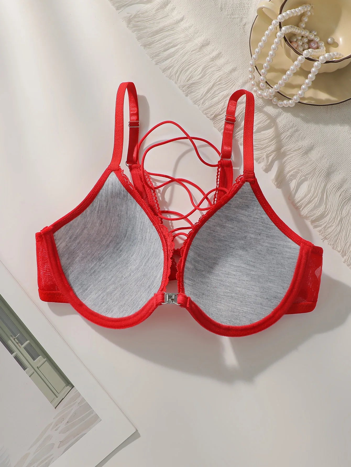 Soutien-gorge sexy avec boucle avant et bretelles arrière pour femmes