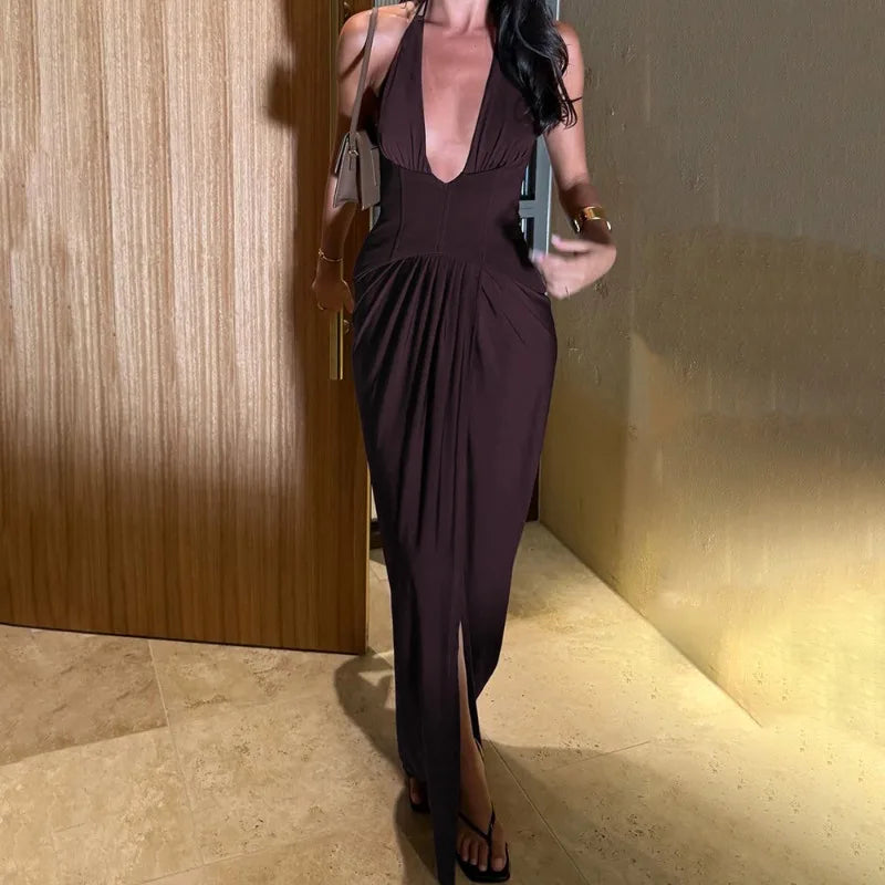 Robe de soirée sexy à décolleté plongeant pour femmes