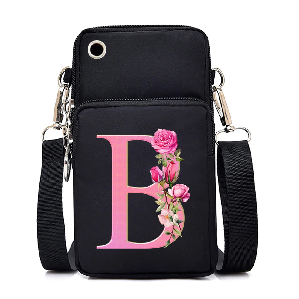 Sac à bandoulière série lettres Sakura rose pour téléphone portable pour femmes