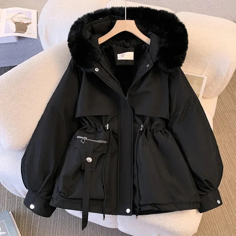 Manteau d'hiver rembourrée à capuche pour femmes