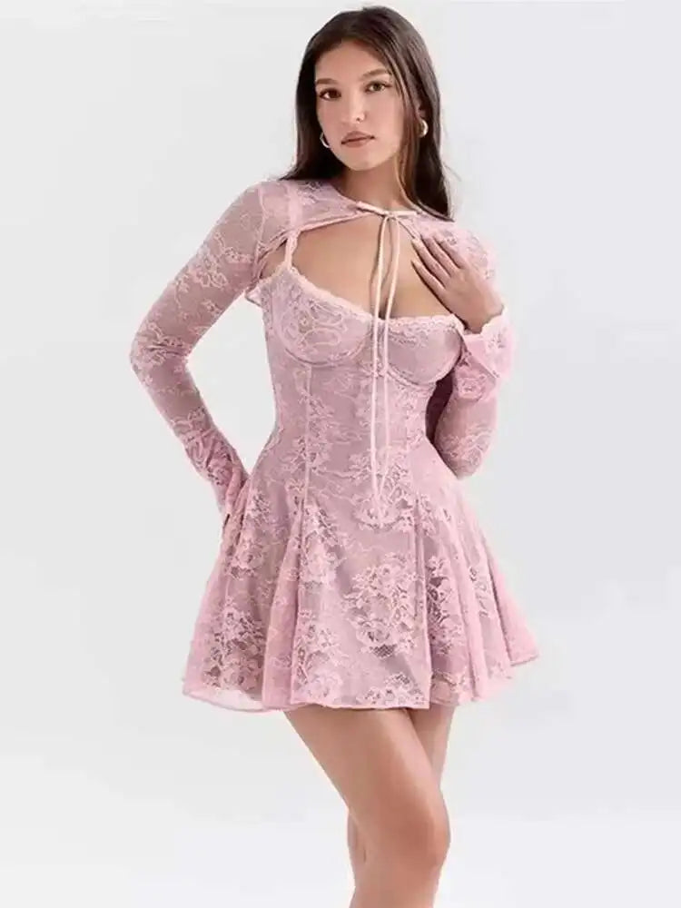 Robe moulante sexy imprimée dentelle pour femmes