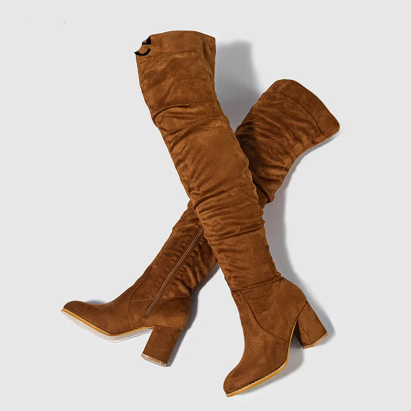 Bottes à glissière floquées pour femmes