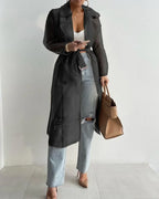 Manteau boutonné à manches longues pour femmes