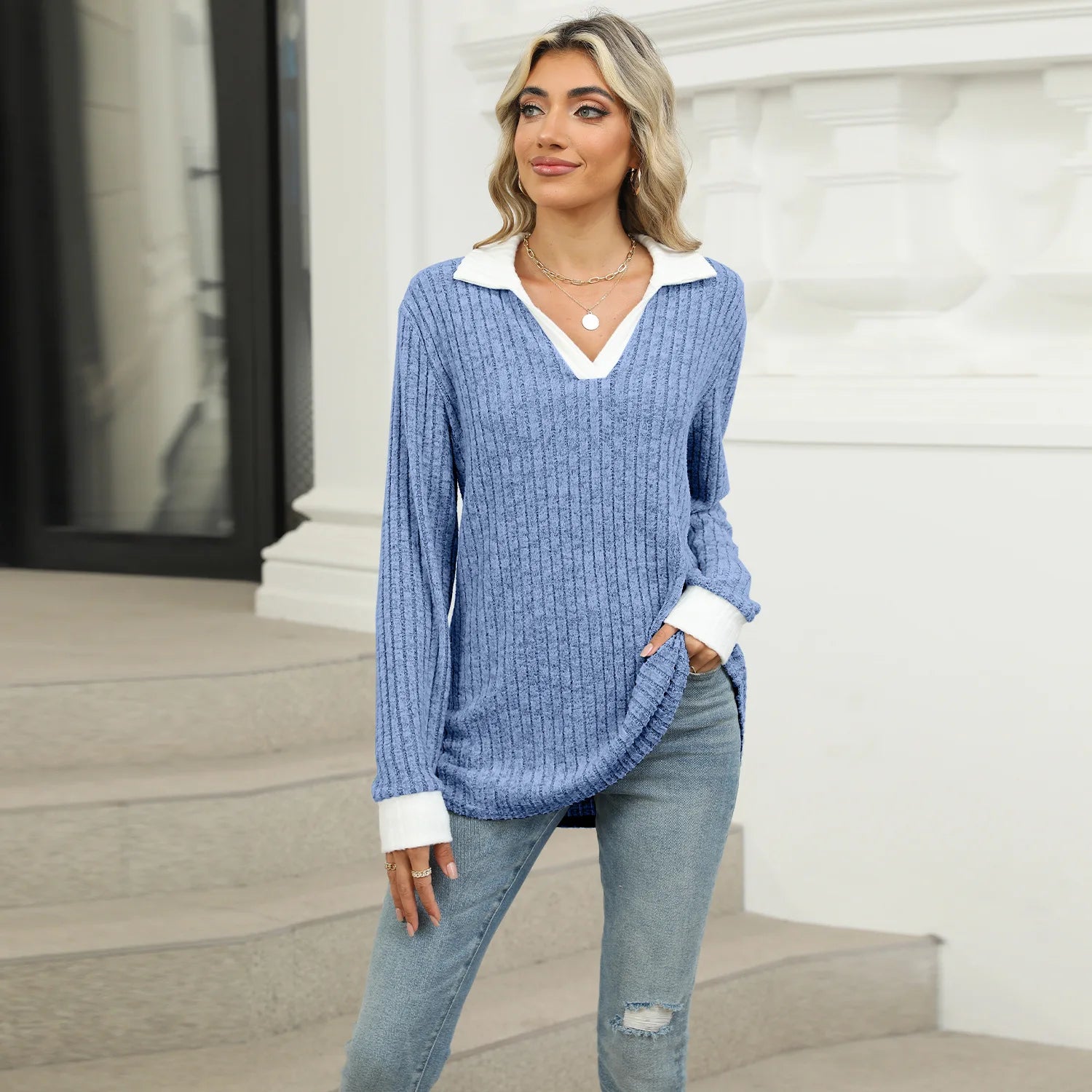 T-shirt à manches longues décontracté lâche pour femmes
