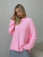 Pull basique tricoté col rond pour femmes