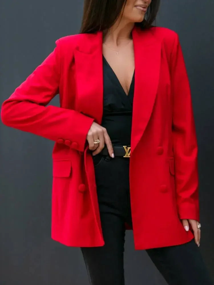 Manteau à manches longues et col croisé pour femmes
