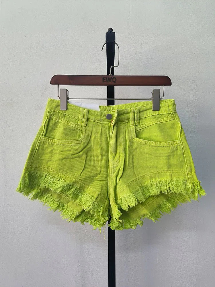 Short en jean vert ligne A pour femmes