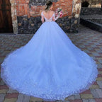 Robe de mariée princesse blanche à manches longues pour femmes