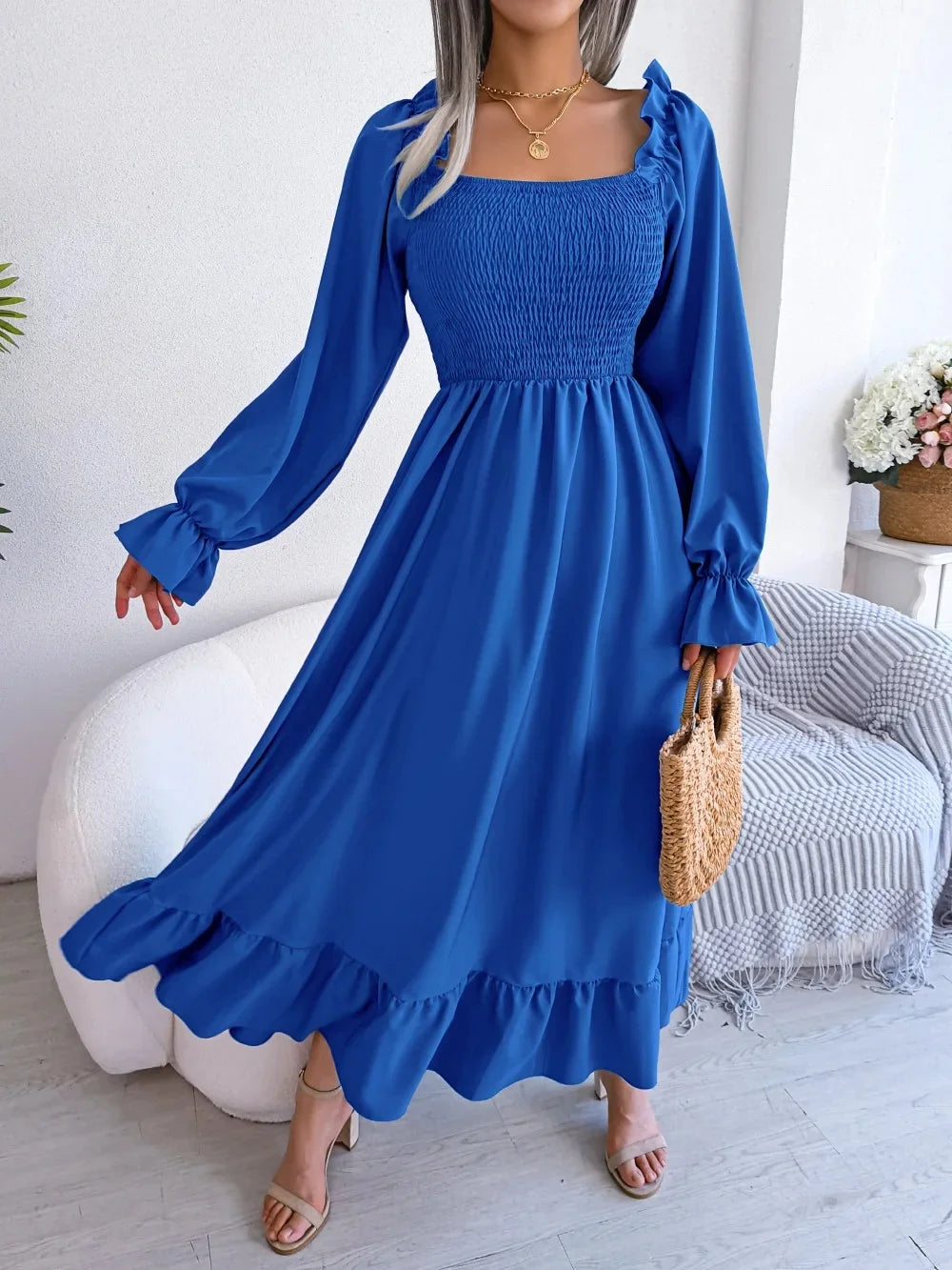 Robe longue avec dentelle pour femmes