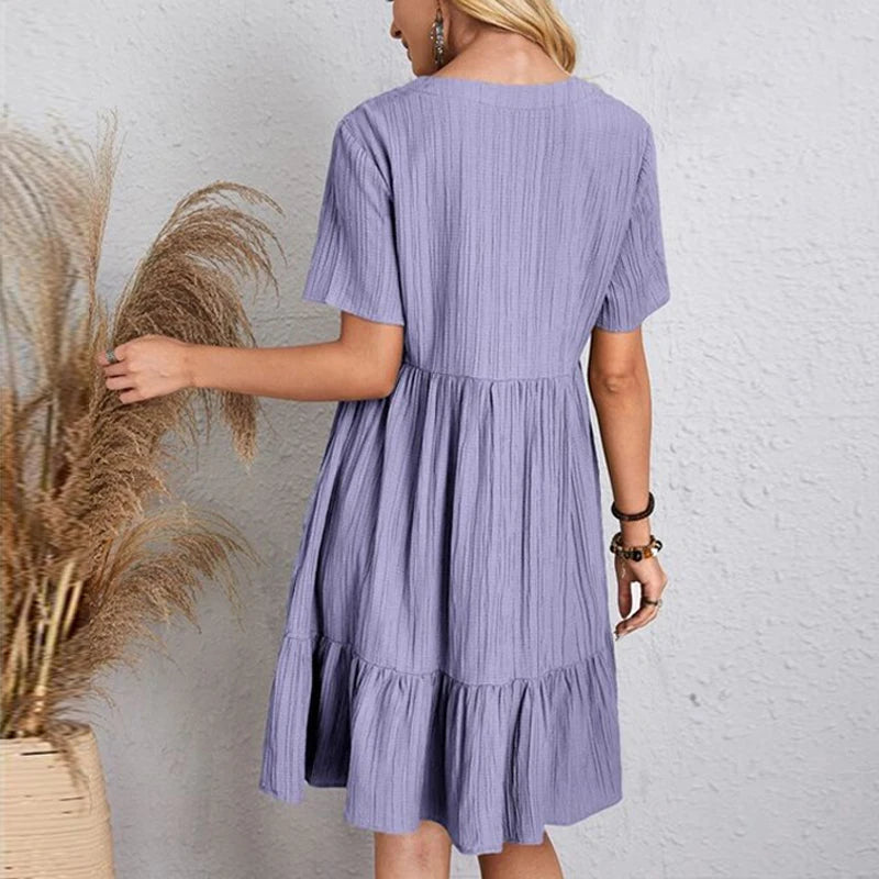 Mini robe trapèze à manches courtes pour femmes