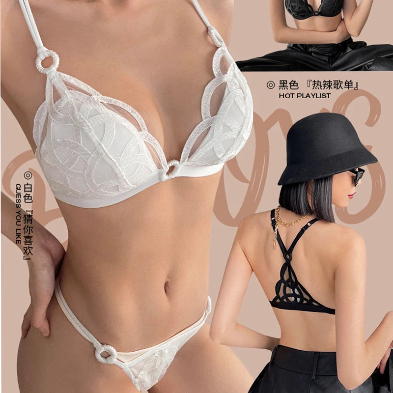 Ensemble de soutien-gorge et string en dentelle pour femmes