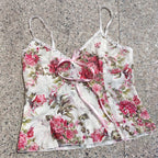 Débardeur en maille transparente à imprimé floral pour femmes