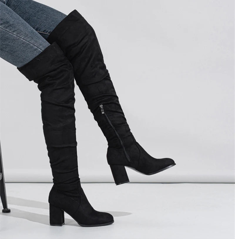 Bottes à glissière floquées pour femmes