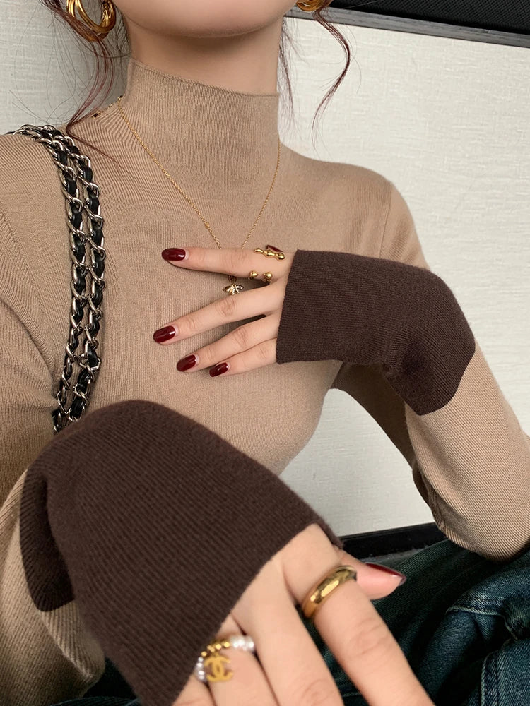 Pull en Maille Douce Femme – Col Semi-Montant Chic