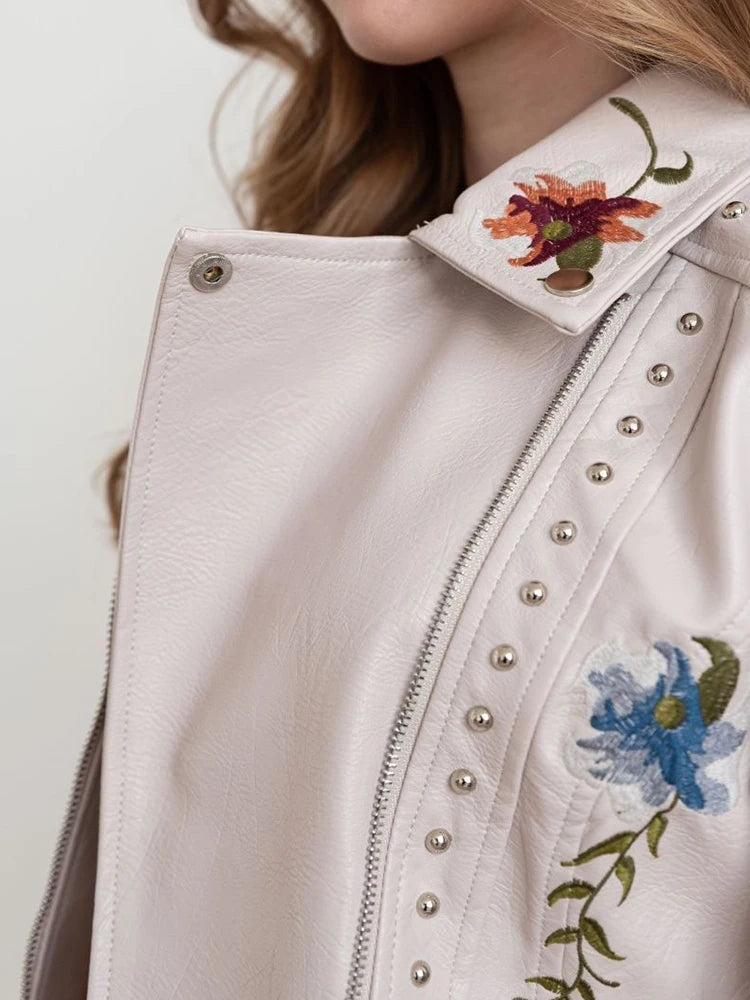 Veste en faux cuir vintage pour femmes