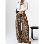 Pantalon large à imprimé léopard pour femmes