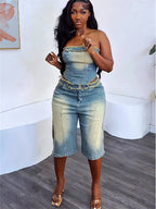 Ensemble 2 Pièce en jeans Shorts et top pour femmes