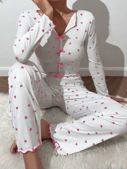 Pyjama Fleuri Femme – Haut Manches Longues et Pantalon