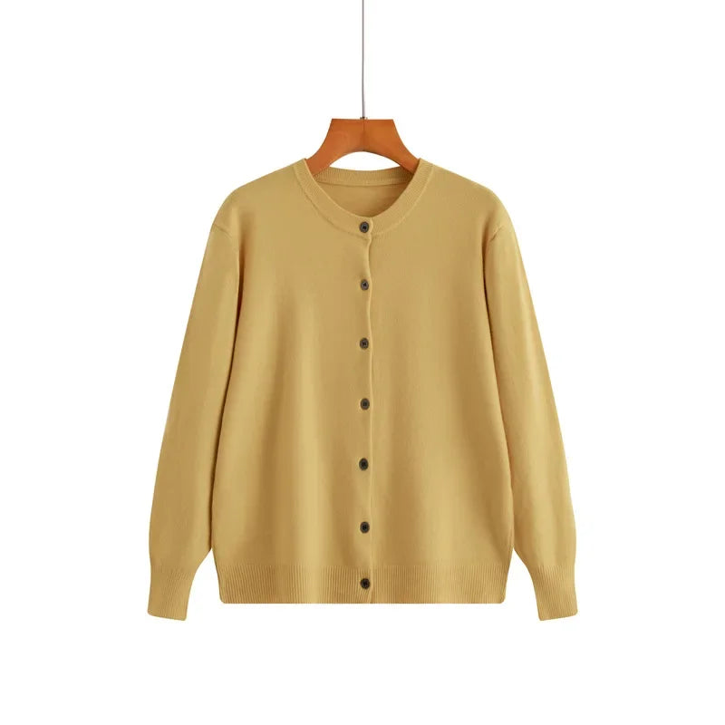 Cardigan tricoté à col rond pour femmes