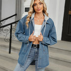 Veste en jean oversize à simple boutonnage pour femmes