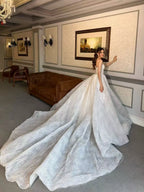 Robes de mariée de luxe sans manches en dentelle pour femmes