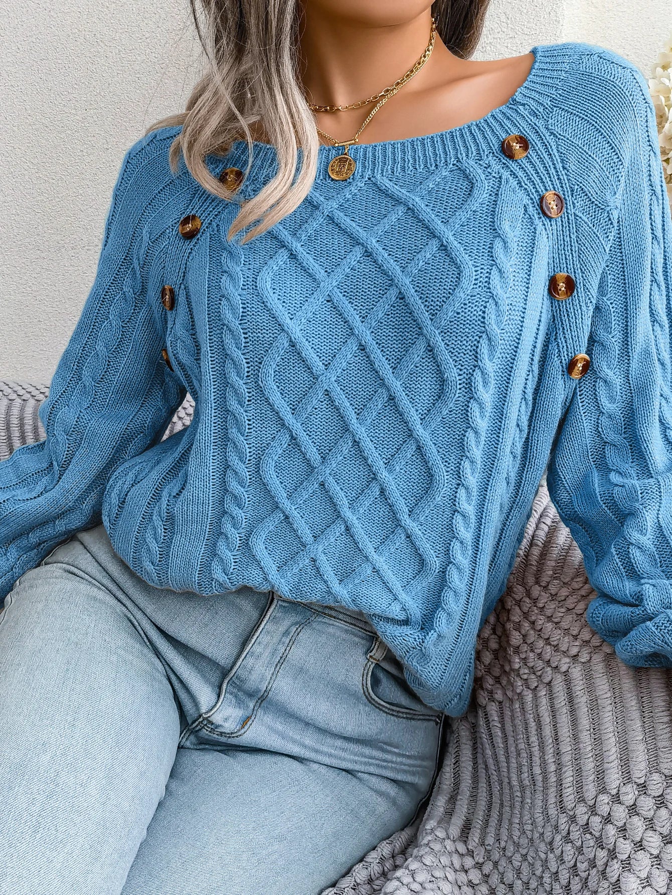 Pulls en tricot à col carré uni décontractés pour femmes