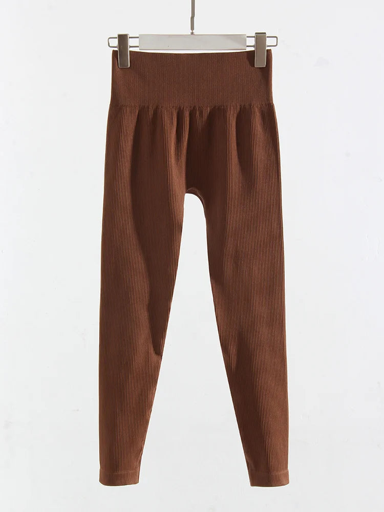 Legging Thermique Femme – Côtelé et Taille Haute