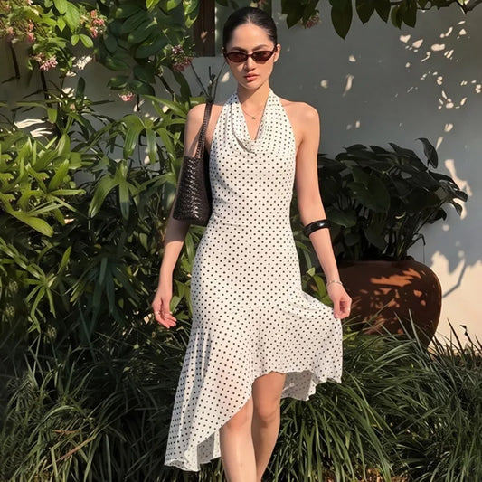 Robe Blanche Femme – Imprimé Pois