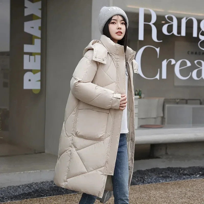 Manteau à capuche solides à grandes poches pour femmes