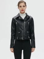 Blouson en similicuir noir pour femmes