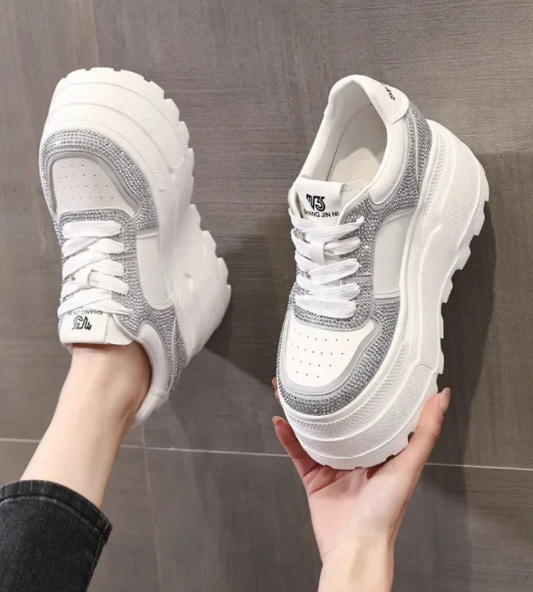 Baskets compensées en cuir pour femmes