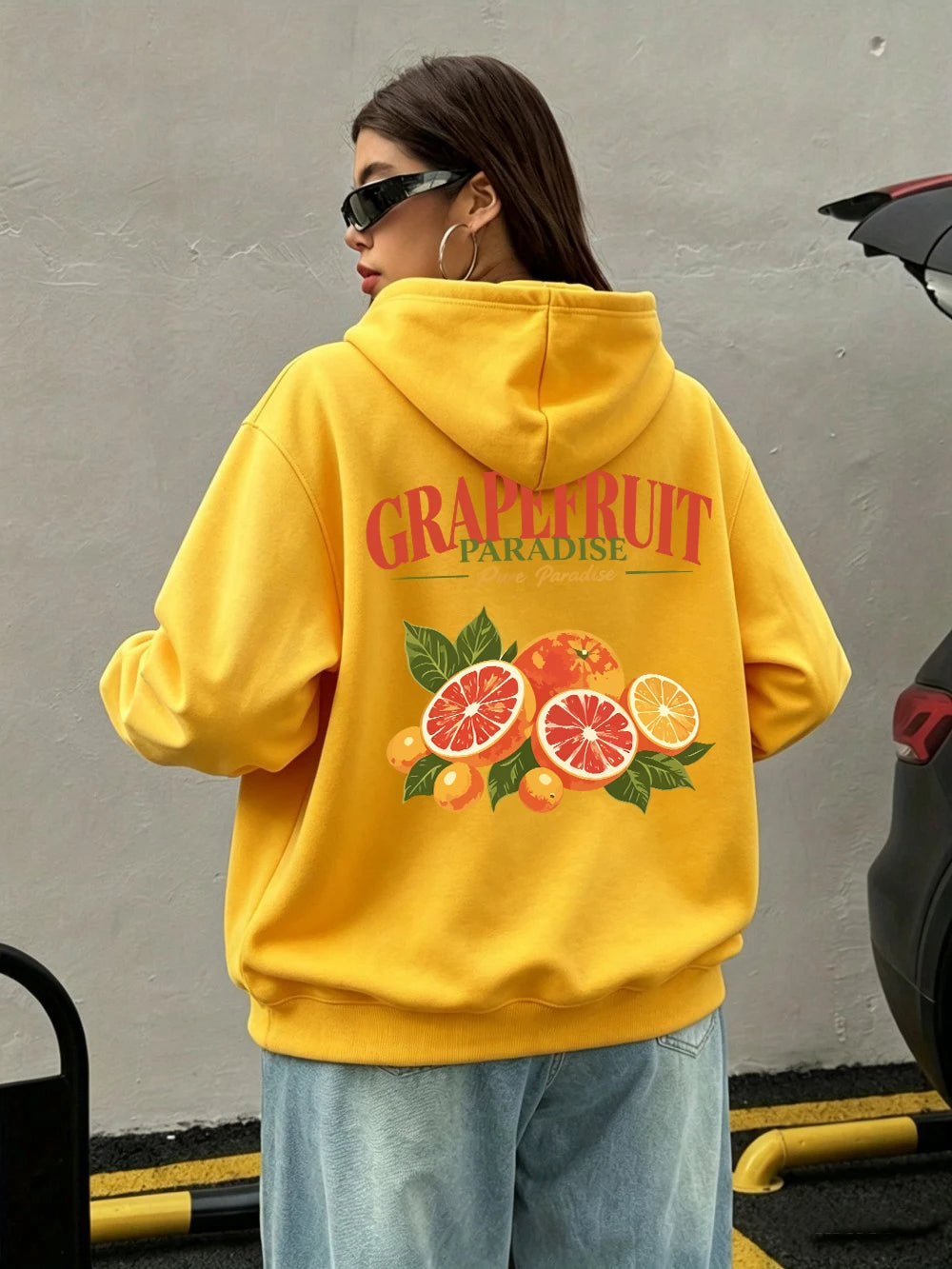Sweat à capuche Grapefruit Paradise Prints pour femmes