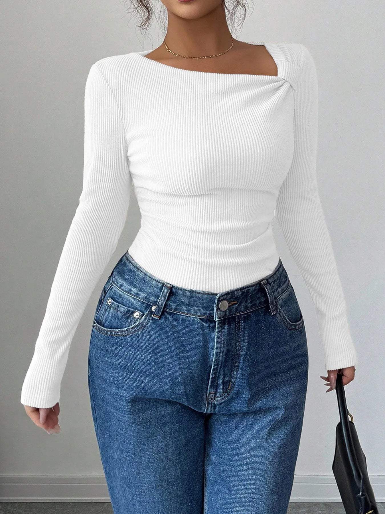 T-Shirt asymétrique plissé pour femme