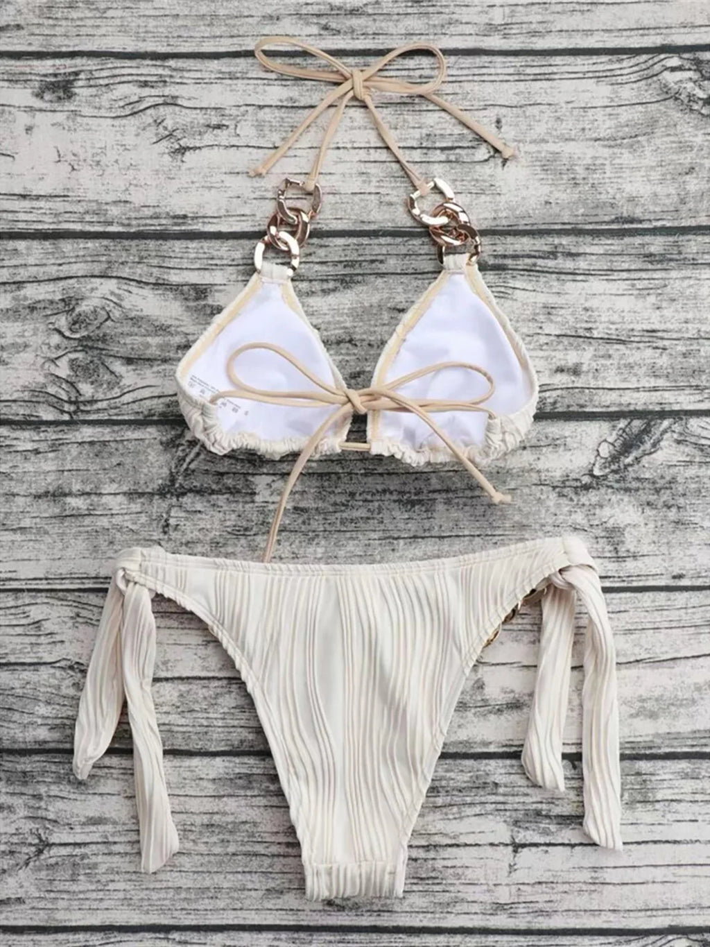 Maillots de bain deux pièces avec anneaux en métal pour femmes