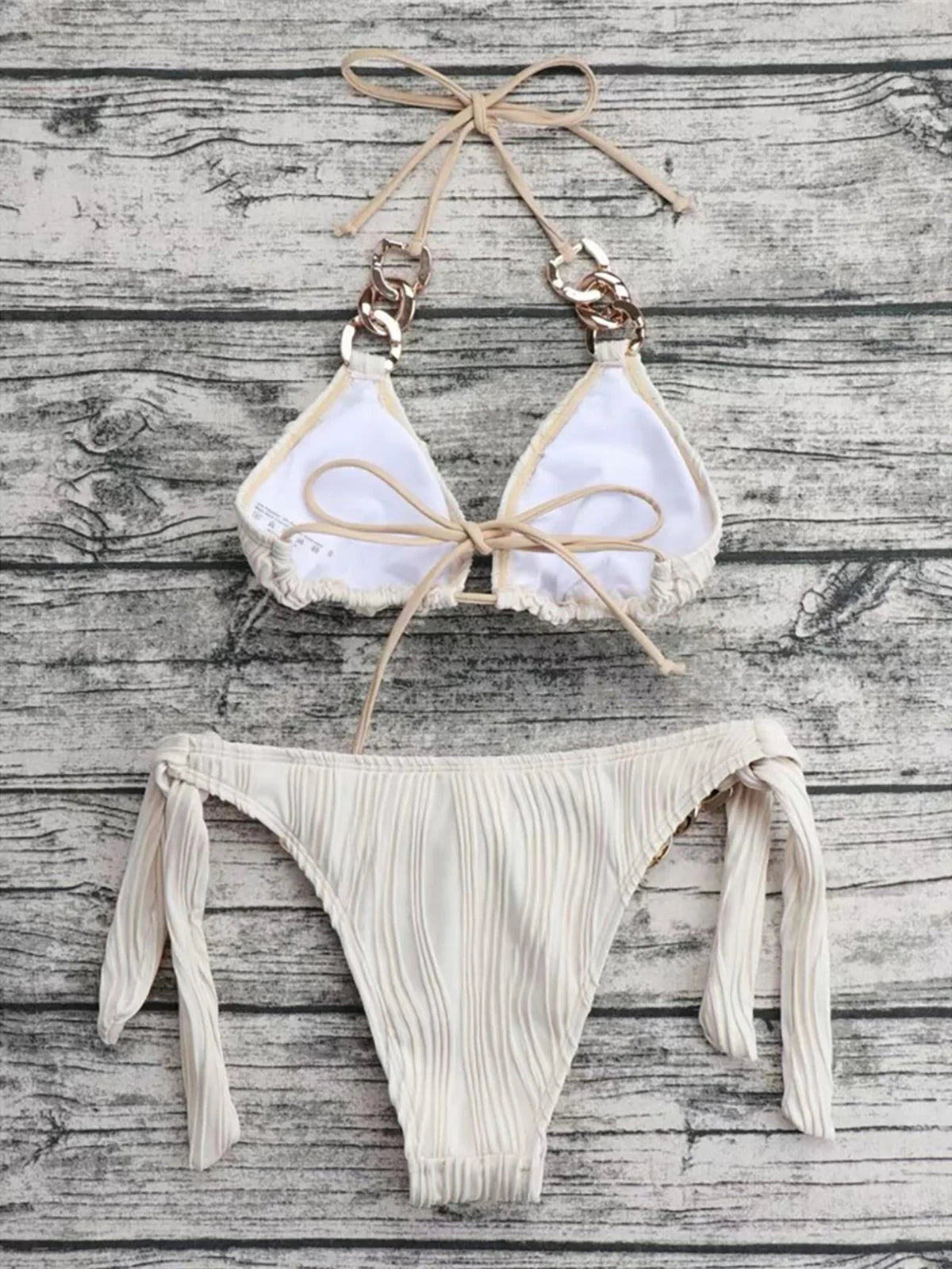 Maillots de bain deux pièces avec anneaux en métal pour femmes