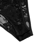 Body col en v profond noir dentelle pour femmes