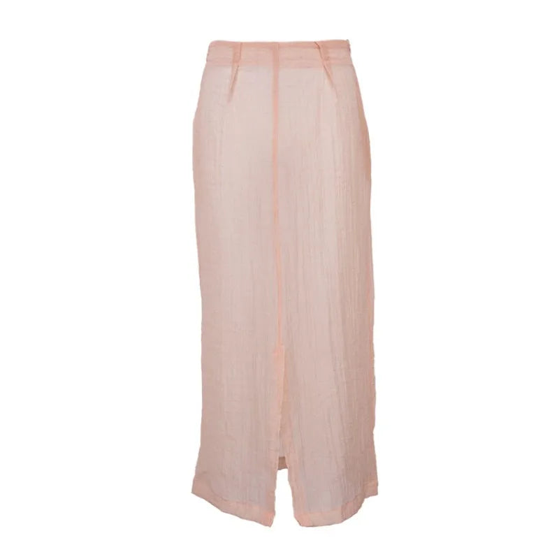 Ensembles jupe rose sexy transparente et haut de gamme pour femmes