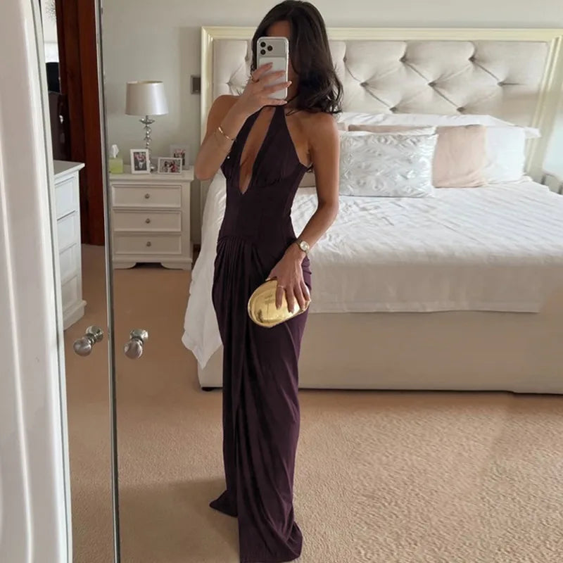 Robe de soirée sexy à décolleté plongeant pour femmes