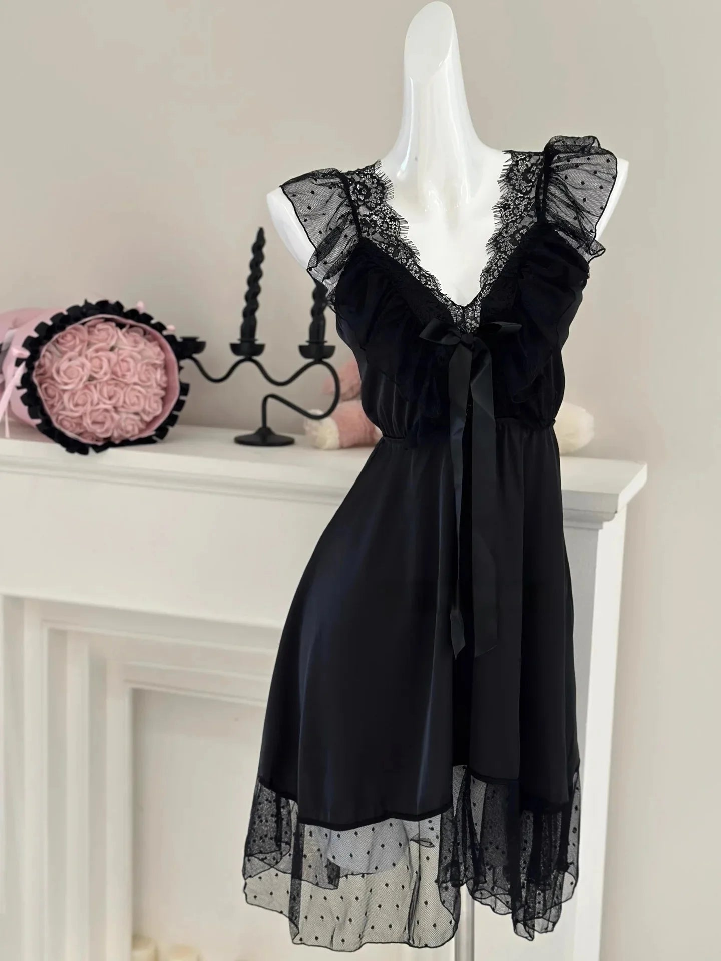 Chemise de nuit d'été sexy en dentelle fine pour femmes