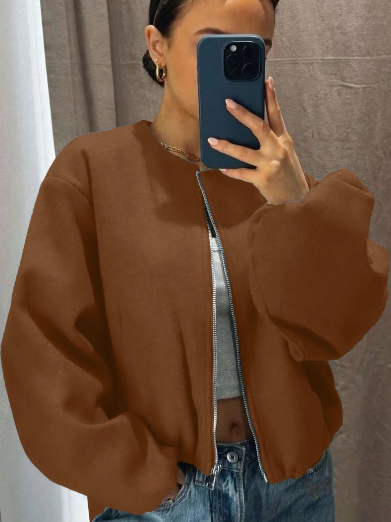 Veste cardigan à fermeture éclair pour femmes